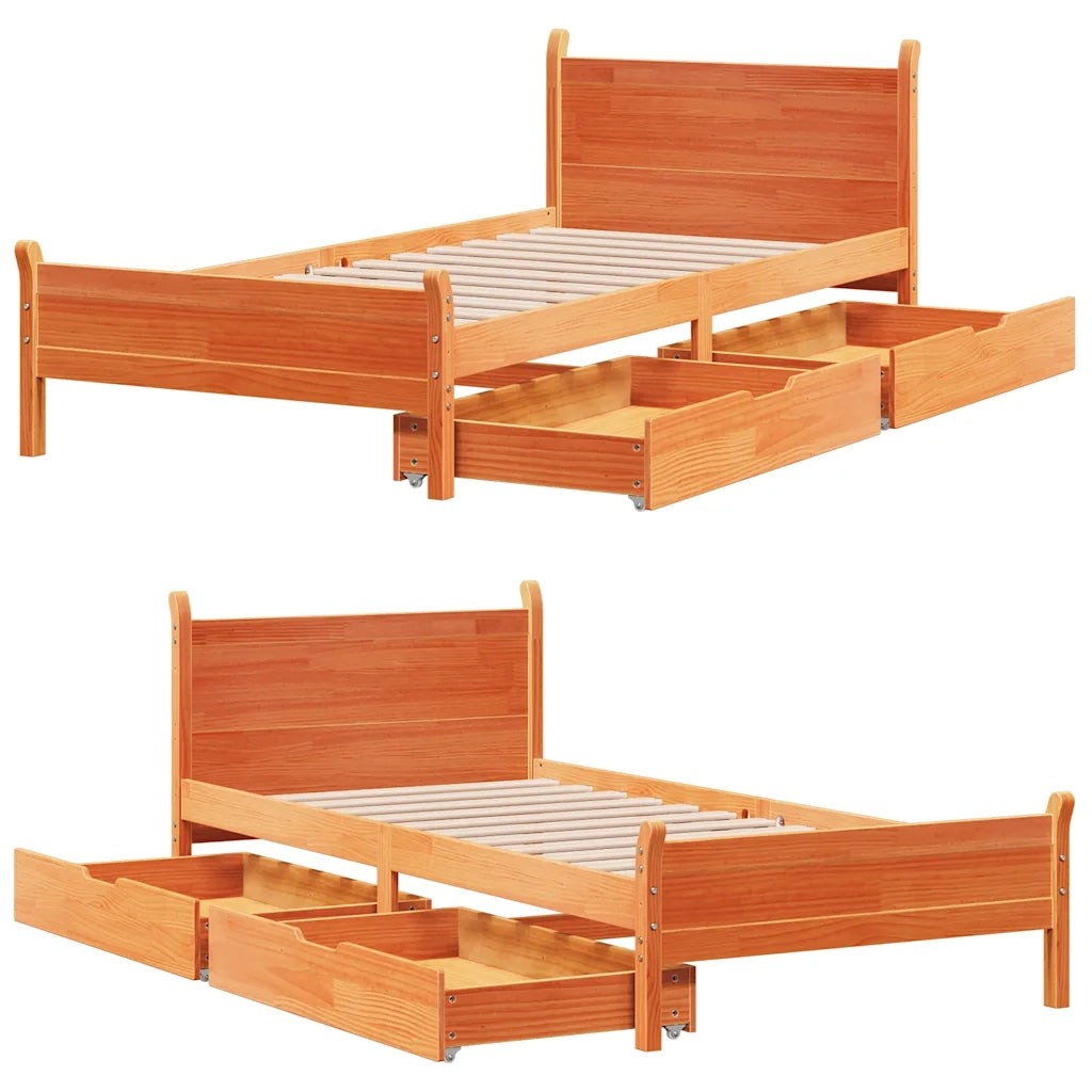 Letto singolo | Letto per adulti | Letto senza Materasso Marrone Cera 100x200 cm in Legno di Pino