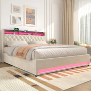 Letto imbottito beige 180x200 cm in velluto con schiuma elastica e struttura ergonomica