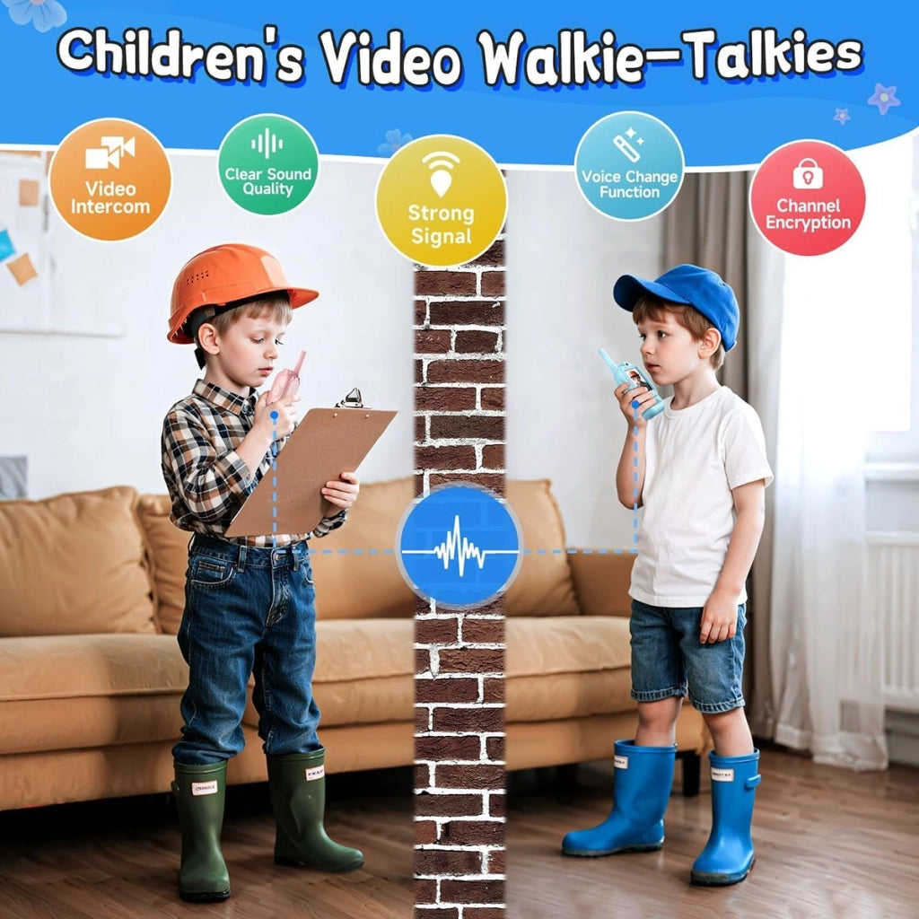 VIDEO WALKIE TALKIE BAMBINI 2 PEZZI RICARICABILI CON SCHERMO GIOCO EDUCATIVO