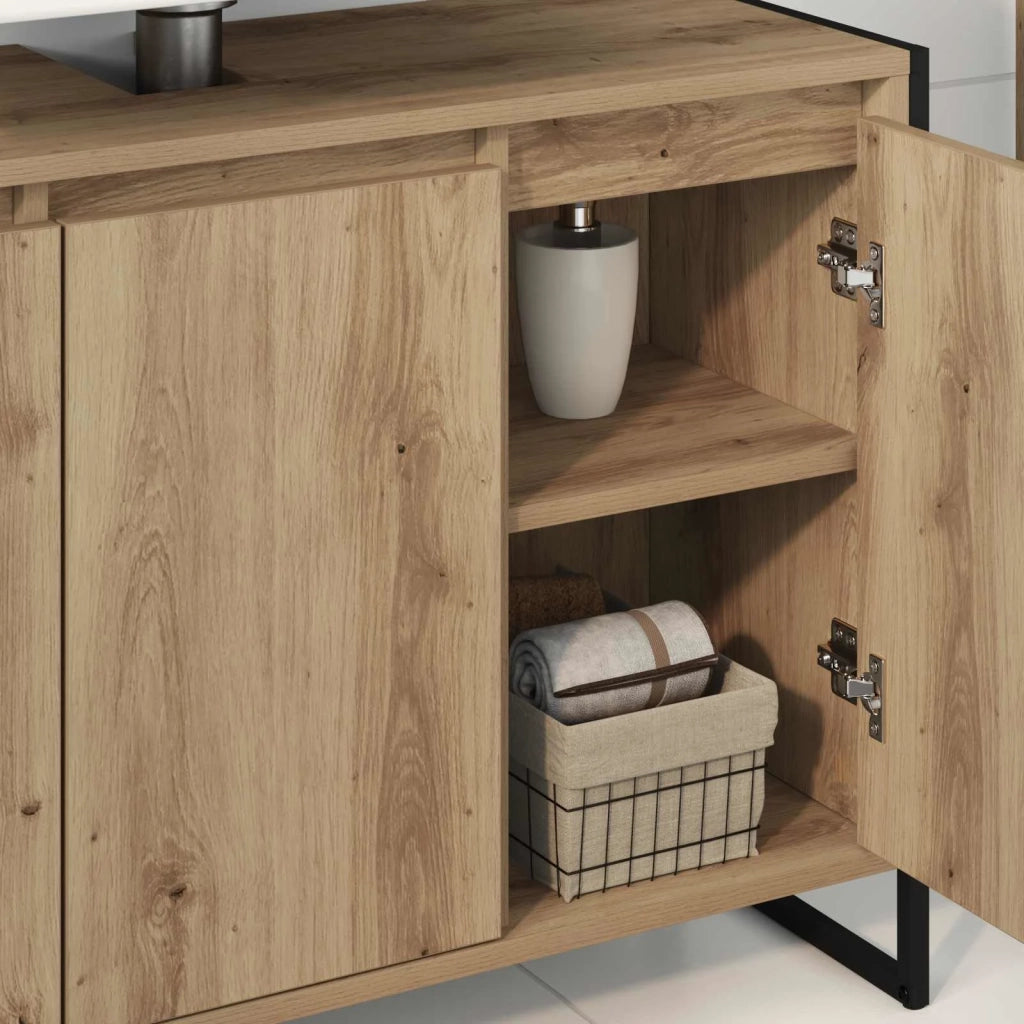 Mobile da Bagno con porta Rovere Artigianale 90 x 30 x 60 cm