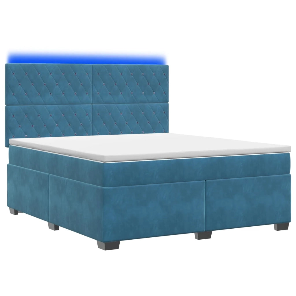 Letto box spring con materasso Blu 160 x 200 cm Velluto 3455136