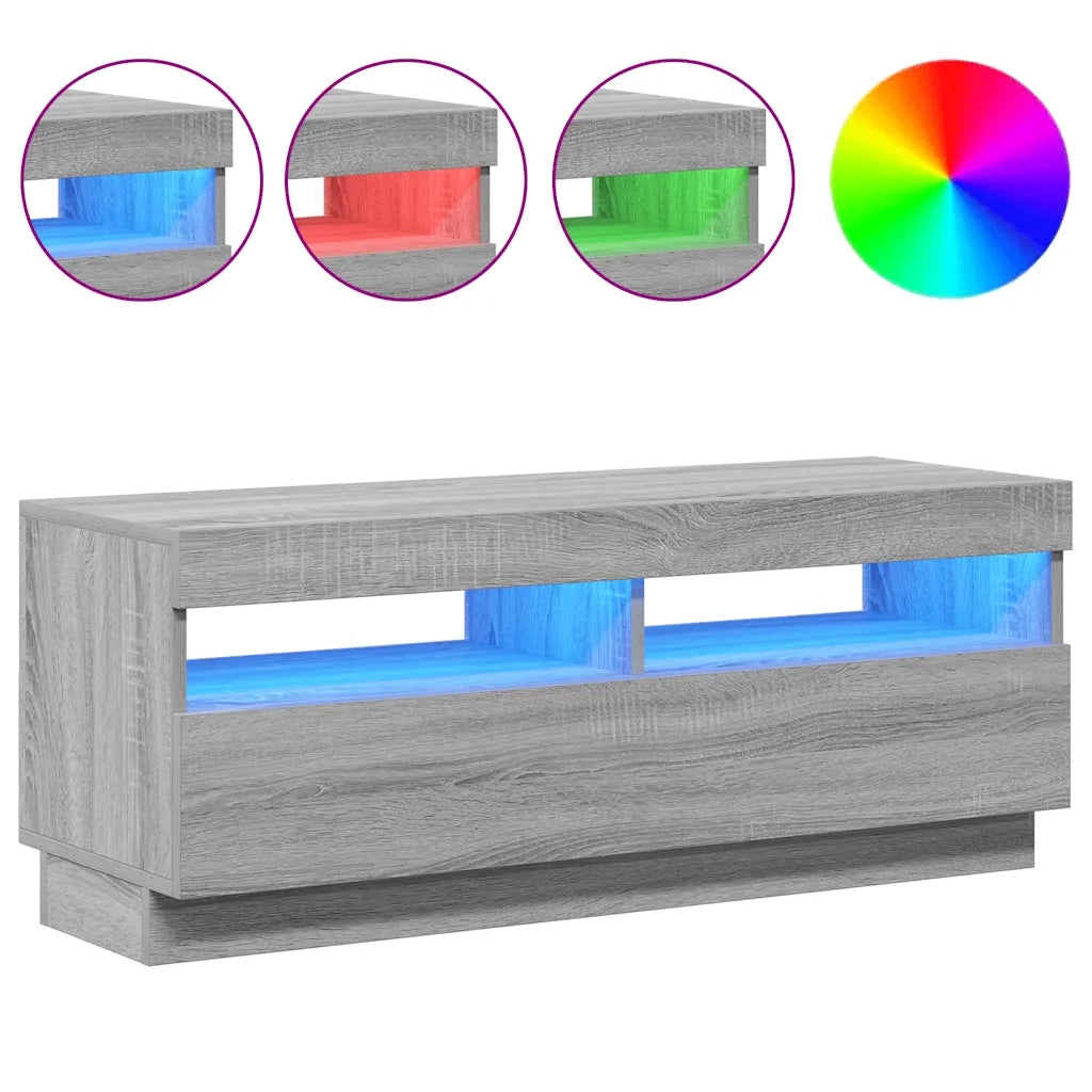 Mobile Porta TV con Luci LED-Credenza TV Grigio Sonoma 100x35x40 cm