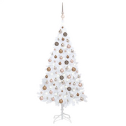 Set Albero Natale Artificiale LED e Palline Bianco 150cm PVC  cod mxl 17106