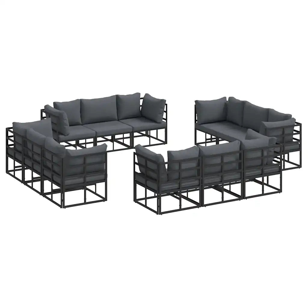 Set Divano da Giardino 12 pcs Nero Metallo
