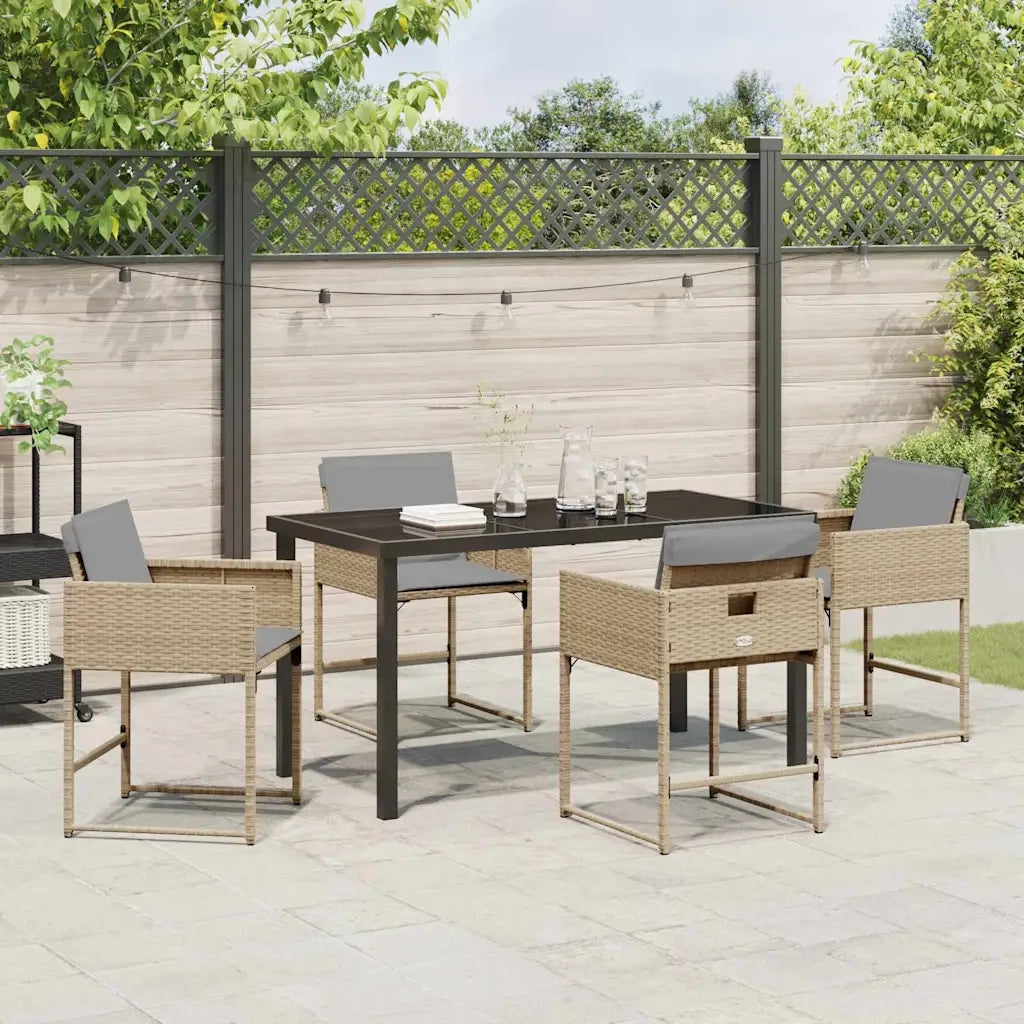 Set da Pranzo per Giardino 5 pz | Set Salotto da Giardino Beige polyrattan