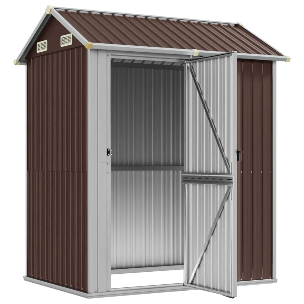 Casetta da giardino cabina ripostiglio casetta da esterno robusta casetta per attrezzi 192 x 152,5 x 237 cm acciaio zincato marrone 02_0022279