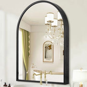 Specchio di Muro Curvo Nero, 40x30 cm, Cornice Curva a Profondità per Specchi da Bagno, Specchio da Parete con Cornice in Metallo Laminato per Camera da Letto, Salotto, Ingresso