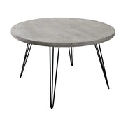Table SILVA – Legno di mango grigio e metallo nero – 80 cm – Forma rotonda – Stile contemporaneo