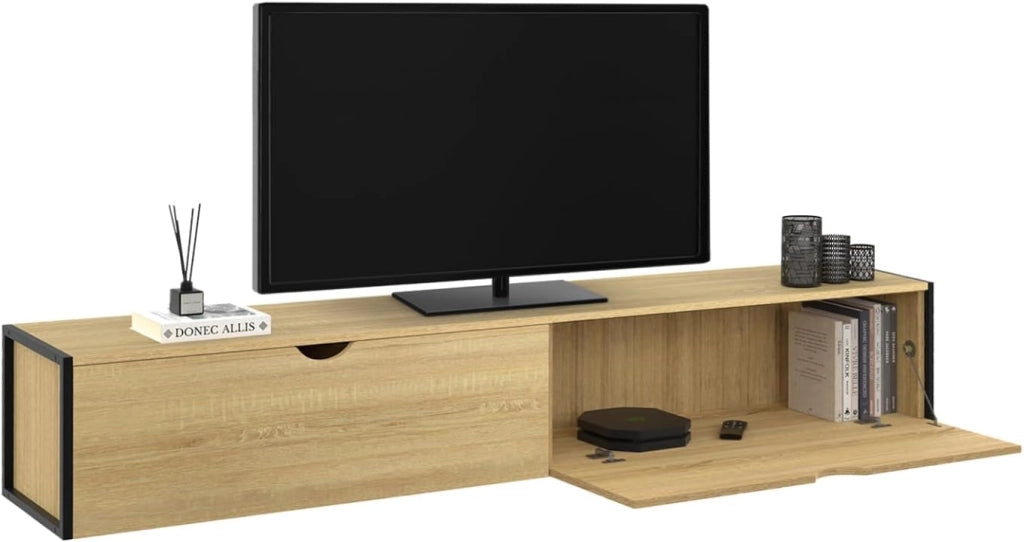 DETROIT Mueble TV suspendido 2 puertas diseño industrial 180 cm