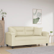 Divano a 2 Posti con Cuscini-Sofa 2 Posti con Cuscini Crema 140 cm in Similpelle 576279
