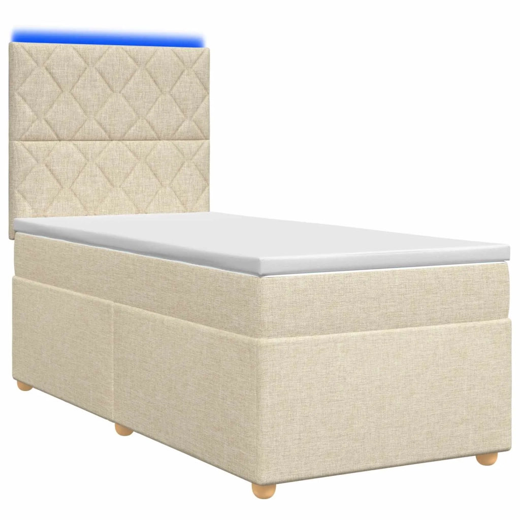 Letto box spring con materasso Crema 100 x 200 cm Tessuto 3455292