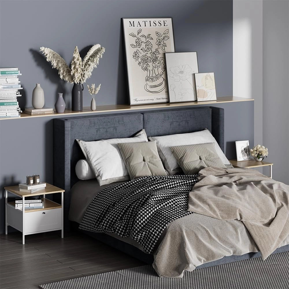 Comodino Lunis, Bianco, 45 x 47 cm Set di 2
