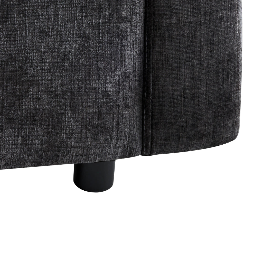 Divano modulare angolare 216x161x81 cm con pouf mobile in chenille grigio