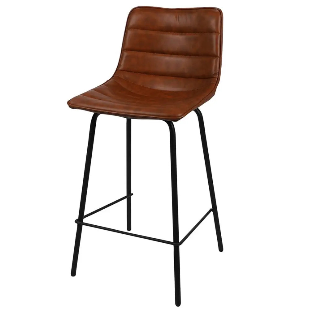 Set di 2 sgabelli da bar con schienale effetto pelle cannella collezione NETS - Stile industriale