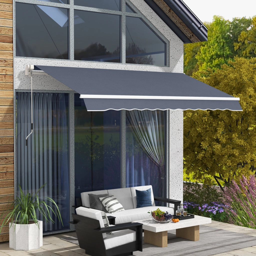 Tenda da Sole Bracci Avvolgibile per Giardino Esterno ¨C Zephmum ¨C Grigio 360x250 cm