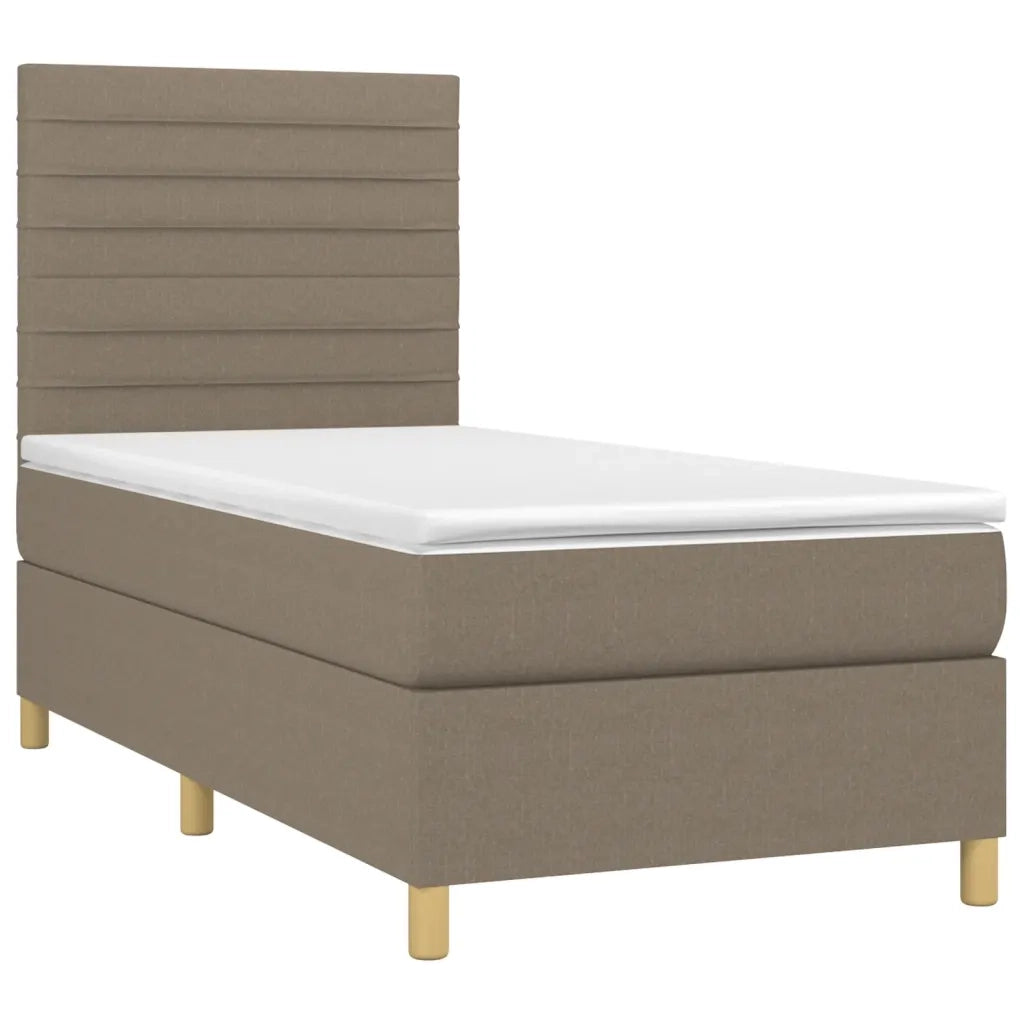 Letto a Molle con Materasso e LED Tortora 80x200 cm in Tessuto cod mxl 60075