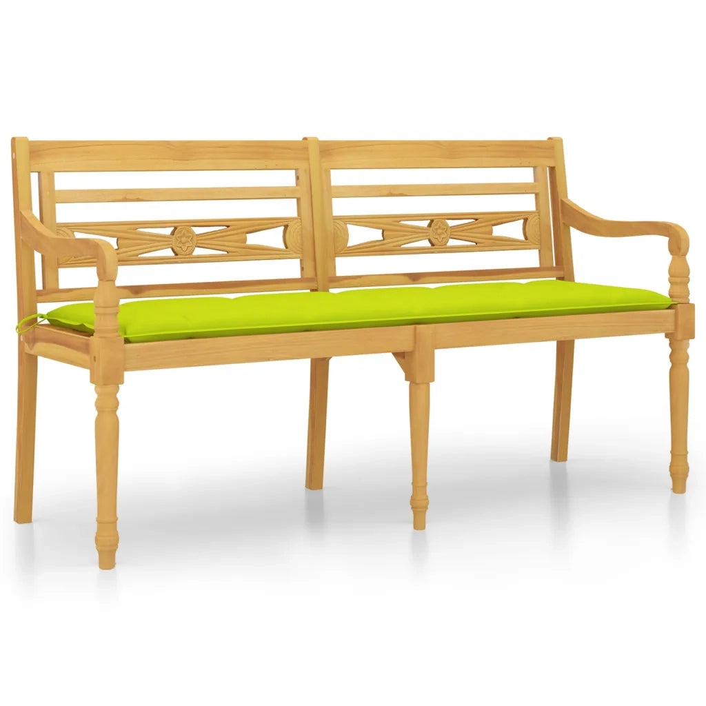 Panchina Batavia Cuscino Verde Chiaro 150cm Legno Massello Teak 3100852