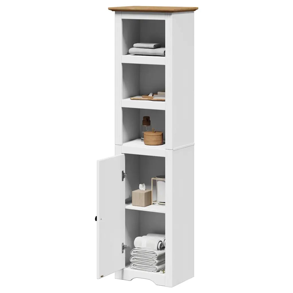 Mobile da Bagno | Armadio da bagno BODO Bianco e Marrone 44x30x160 cm