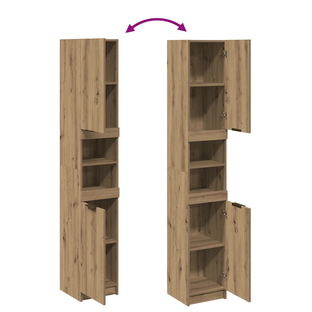 vidaXL Armadietto da Bagno Rovere Artigianale 32x34x188,5cm Truciolato