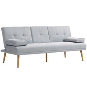 Divano letto 3 posti con tavolino ribaltabile e portabicchieri ¨C Xylo ¨C tessuto lino grigio chiaro