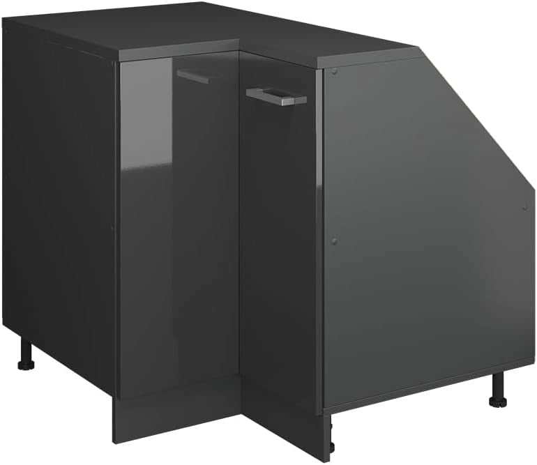 Mobile sottotetto Mobile angolare Rion, Antracite lucido, 75.6 x 81.6 cm con 1 porta, carcassa dell’armadio profondità 60 cm, adatto per il salvaspazio sotto tetti spioventi