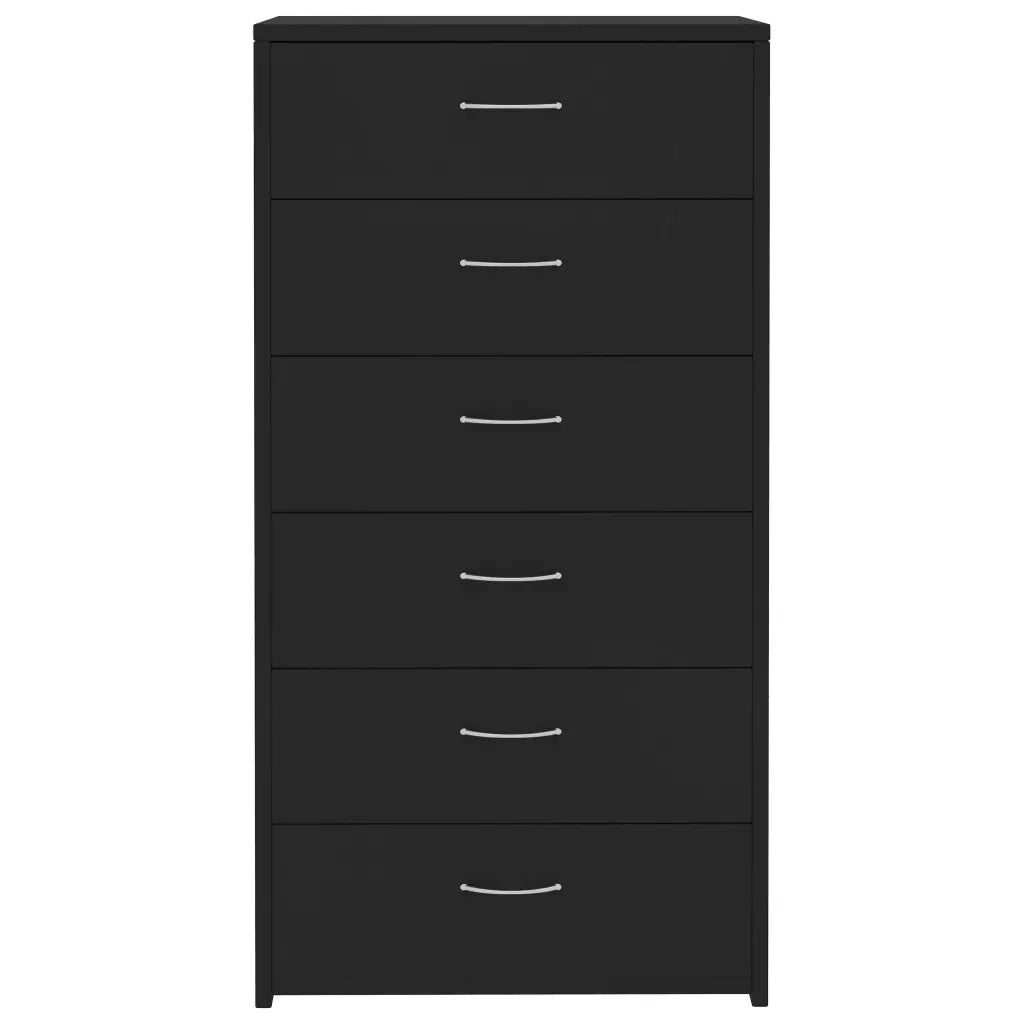 Credenza con 6 Cassetti Nera 50x34x96 cm in Truciolato cod mxl 15371