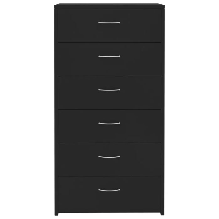 Credenza con 6 Cassetti Nera 50x34x96 cm in Truciolato cod mxl 15371