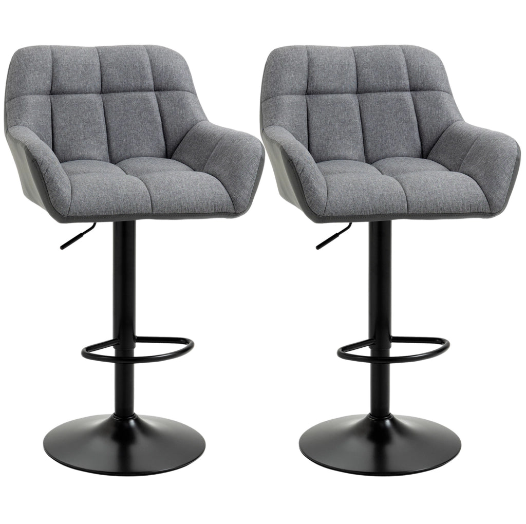 Set di 2 sgabelli da bar regolabili e girevoli grigi 57,5 x 52,5 x 114 cm