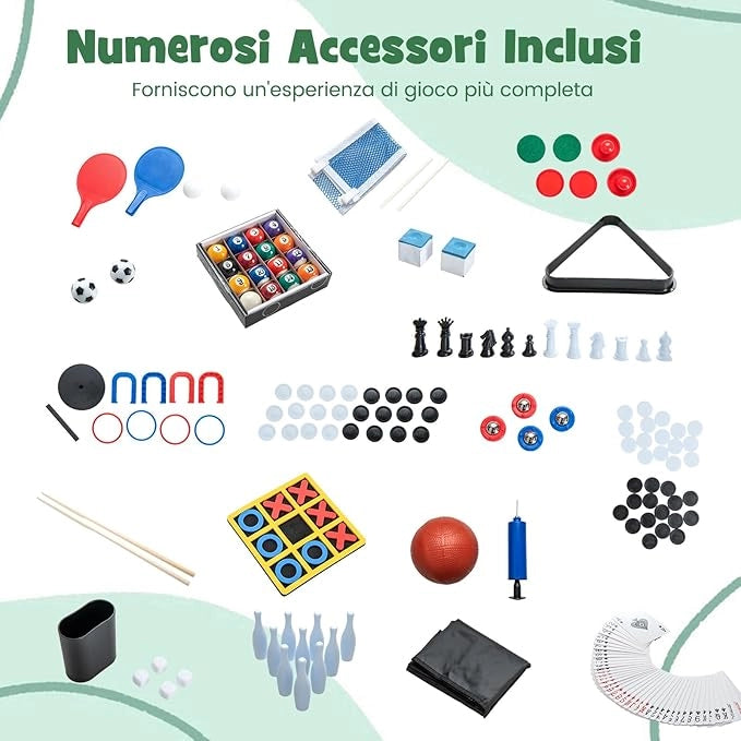 15 in 1 Set da Tavolo da Gioco Combo, Tavolo Multigioco Basket Calcetto Hockey Biliardo Ping Pong Bowling Shuffleboard Scacchi ecc, Set Combinato per Giochi Multipli per Casa Ufficio Bar
