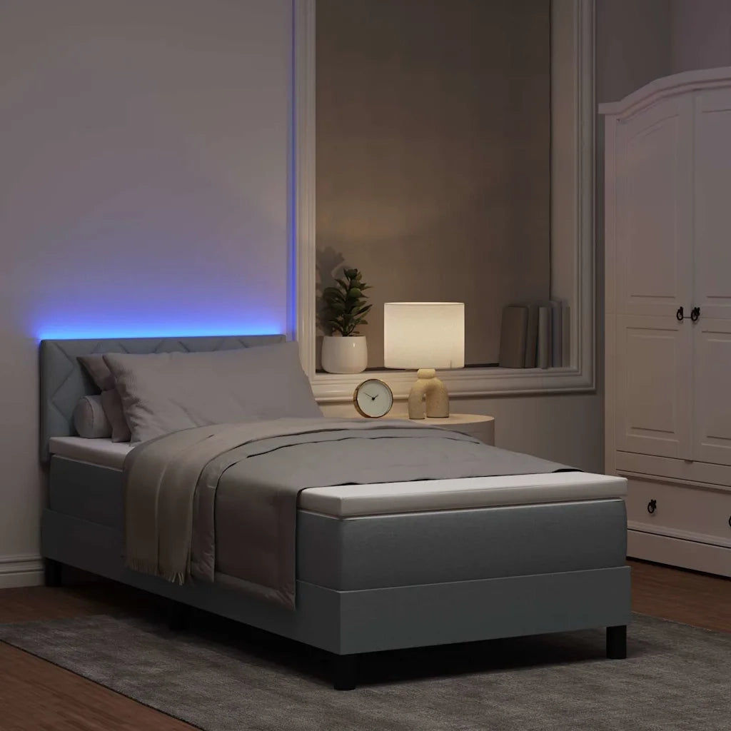 Letto a molle con materasso Grigio chiaro 90 x 190 cm Tessuto 3342247