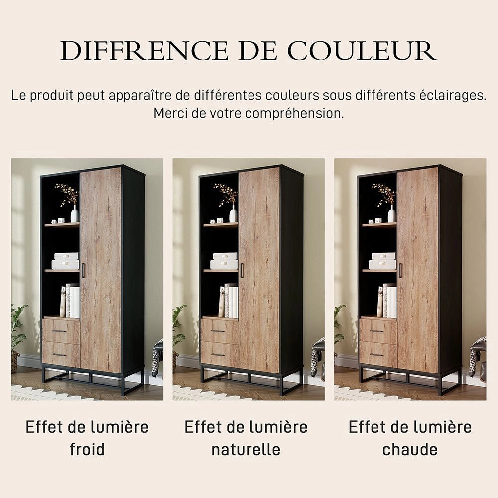 Armadio - Xylo - 80x40x180cm legno/nero 3 scomparti