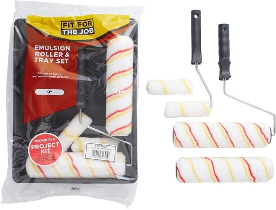 Set di pennelli per vernice con 7 pennelli emulsionanti e contenitore per vernice per pareti e soffitti