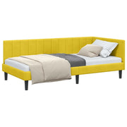 Letto singolo | Letto per adulti | Cornice del letto ad angolo Giallo 90 cm x 200 cm Velluto