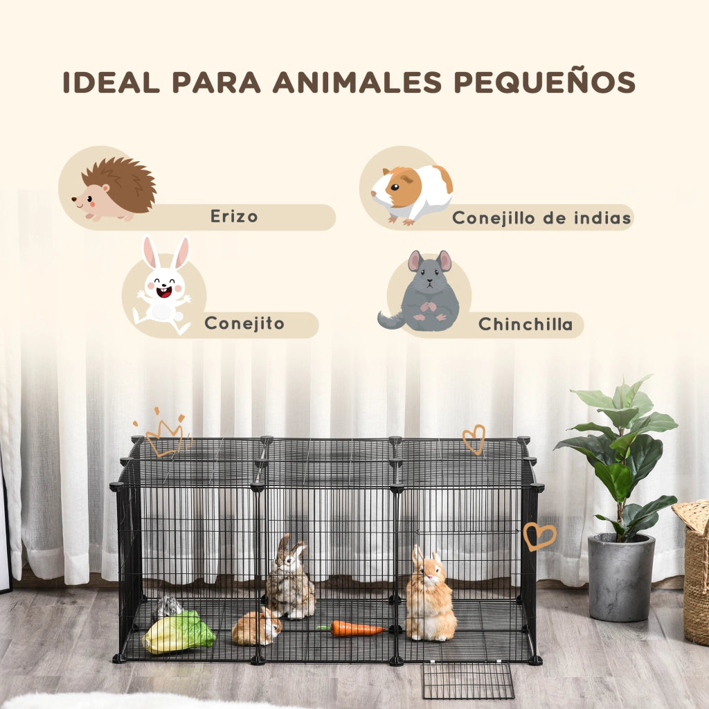 Gabbia per Animali 22 Pannelli ¨C zephmum ¨C Nero 105x70x45 cm