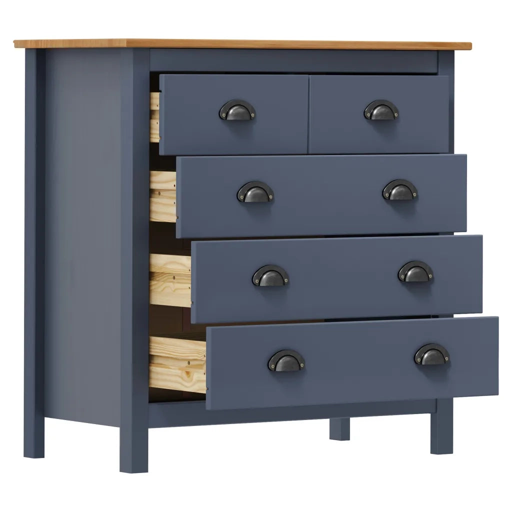 Credenza Hill Grigia 79x40x80 cm in Legno Massello di Pino 288917