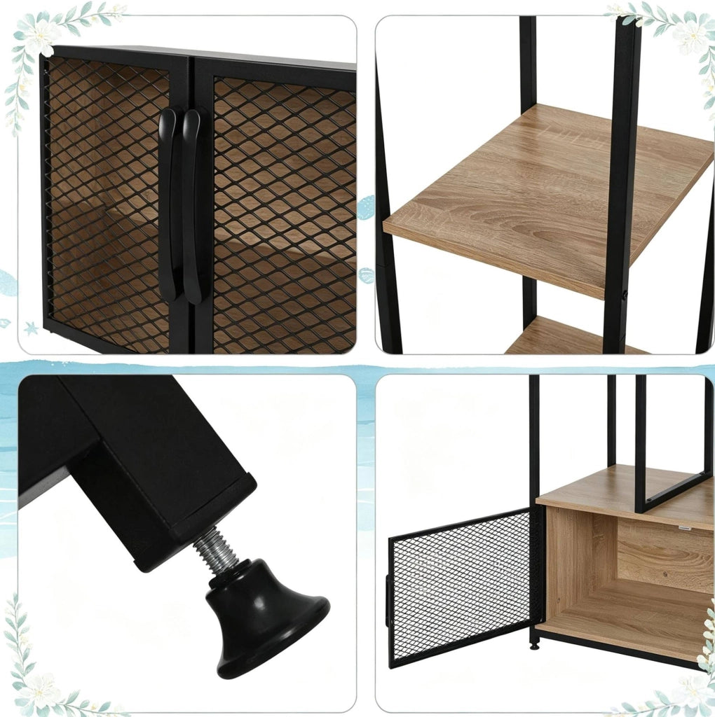 Appendiabiti aperto 90x40x167 cm nero e rovere chiaro MDF metallo con ripiani
