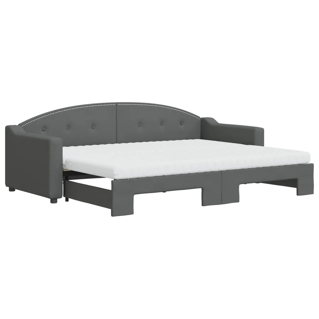 Divano Letto Estraibile Materassi Grigio Scuro 80x200cm Tessuto