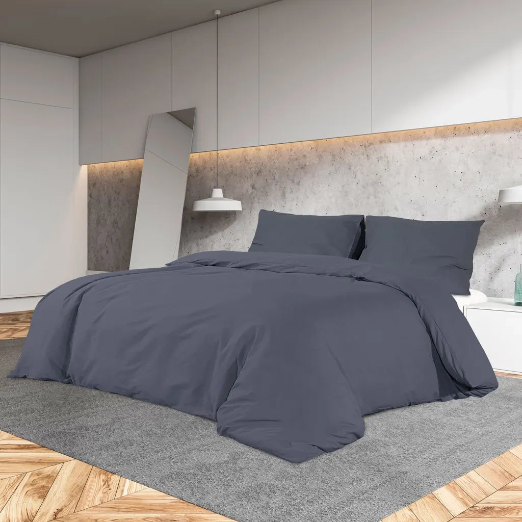 Set Copripiumino Antracite 155x220 cm in Cotone CFW8993136