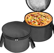 2 x Tazze da picnic a forma rotonda, contenitore isolante termico per torte e cake, piatto da portata e tavola calda, per picnic, portata e consegna di cibo (nero)
