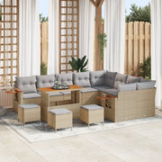 Set Divano Giardino 13 pezzi con cuscini Beige Polyrattan Acacia