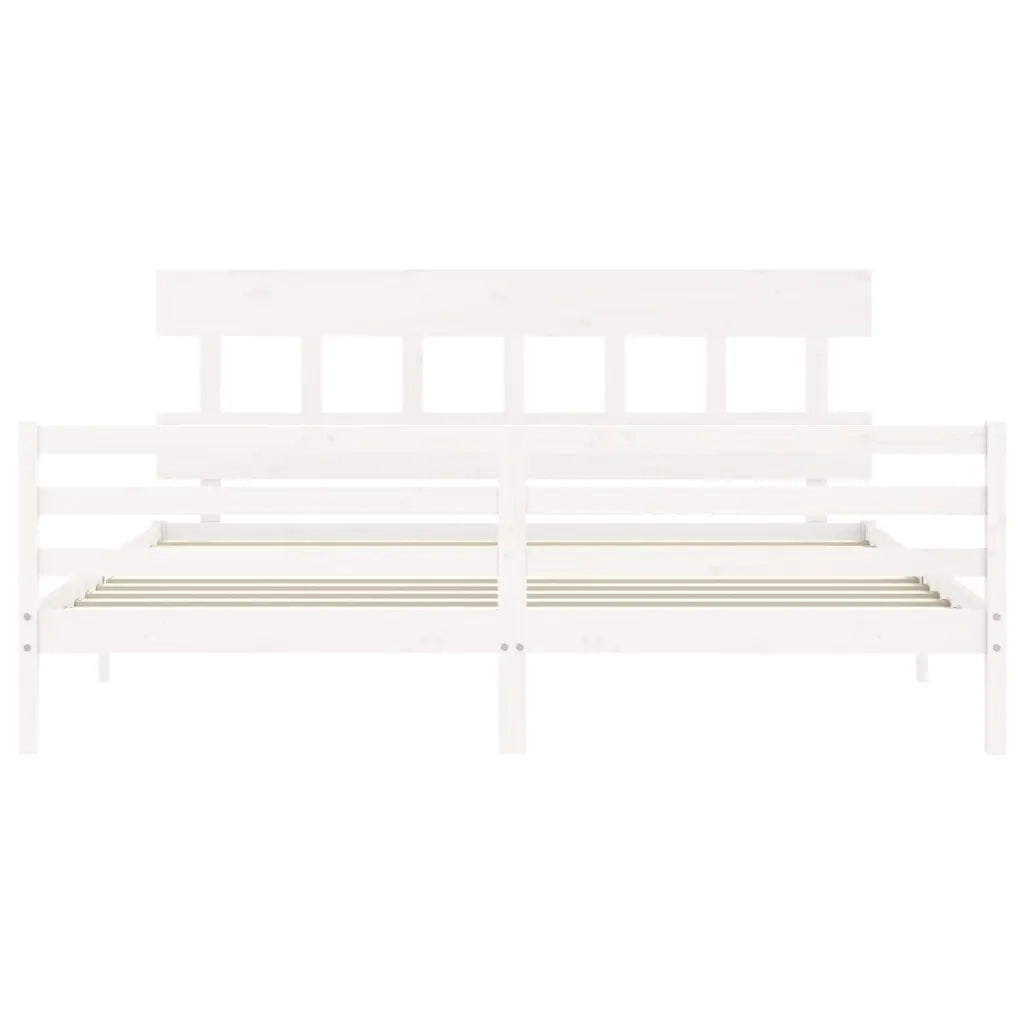 Giroletto con Testiera Bianco 200x200 cm in Legno Massello 3195177