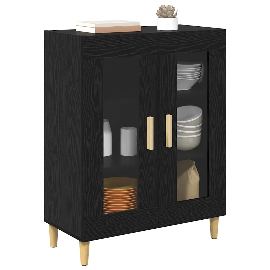 Credenza-Buffet-Armadio da cucina Rovere Nero 69,5 x 34 x 90 cm Legno multistrato 722812