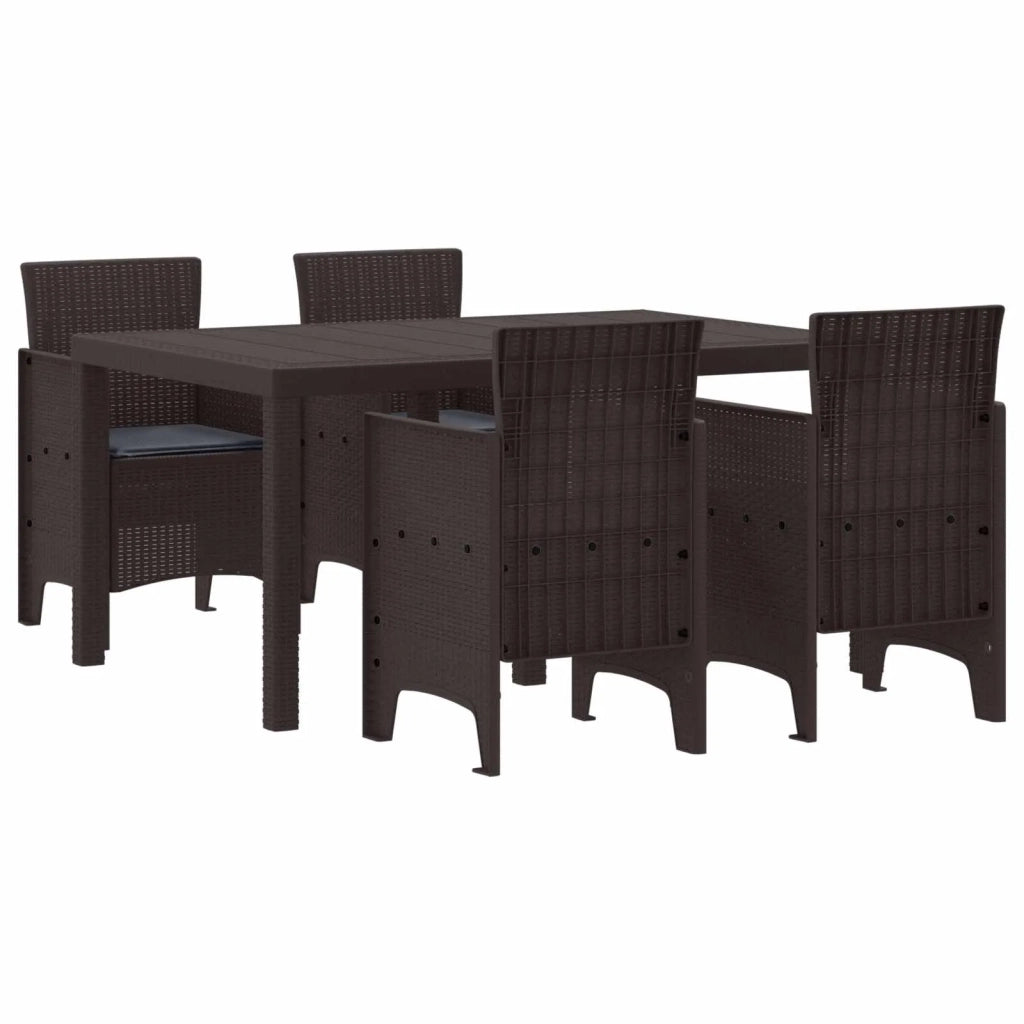 Set da Pranzo per Giardino 5 pcs Marrone Rattan Polt 3378700