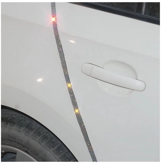 Strisce di gomma per autodeporte 4 pezzi - Resistente al grasso - Strisce di acciaio inossidabile - Decorazione a diamanti - Per estremità delle porte delle auto - 90 × 1 cm - Striscia di protezione per parafanghi