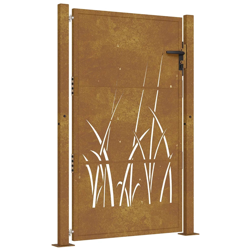 vidaXL Cancello da Giardino 105x130 cm in Acciaio Corten Design Erba