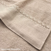 Set Spugna 4 Pezzi Asciugamani Viso + Ospite con Balza e Trina di Lino Garrini Bryanna Denim