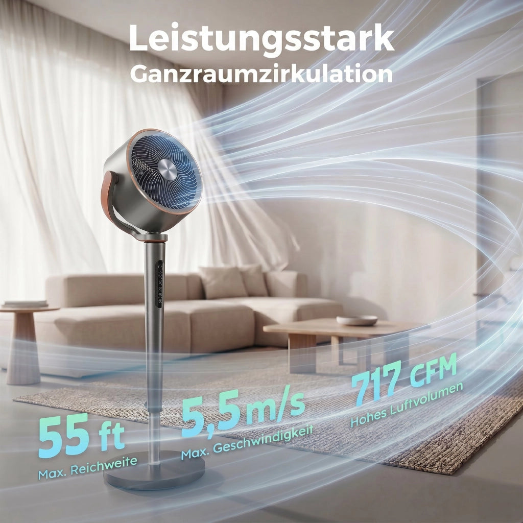 Ventilatore a Torre Oscillante con Telecomando e Display LED ¨C Zephmum ¨C Grigio
