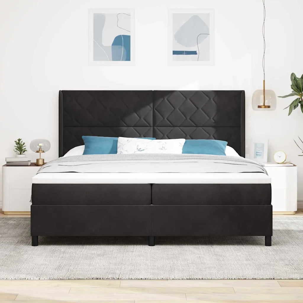Letto a molle con strisce LED Nero 200 x 200 cm Velluto 3343942