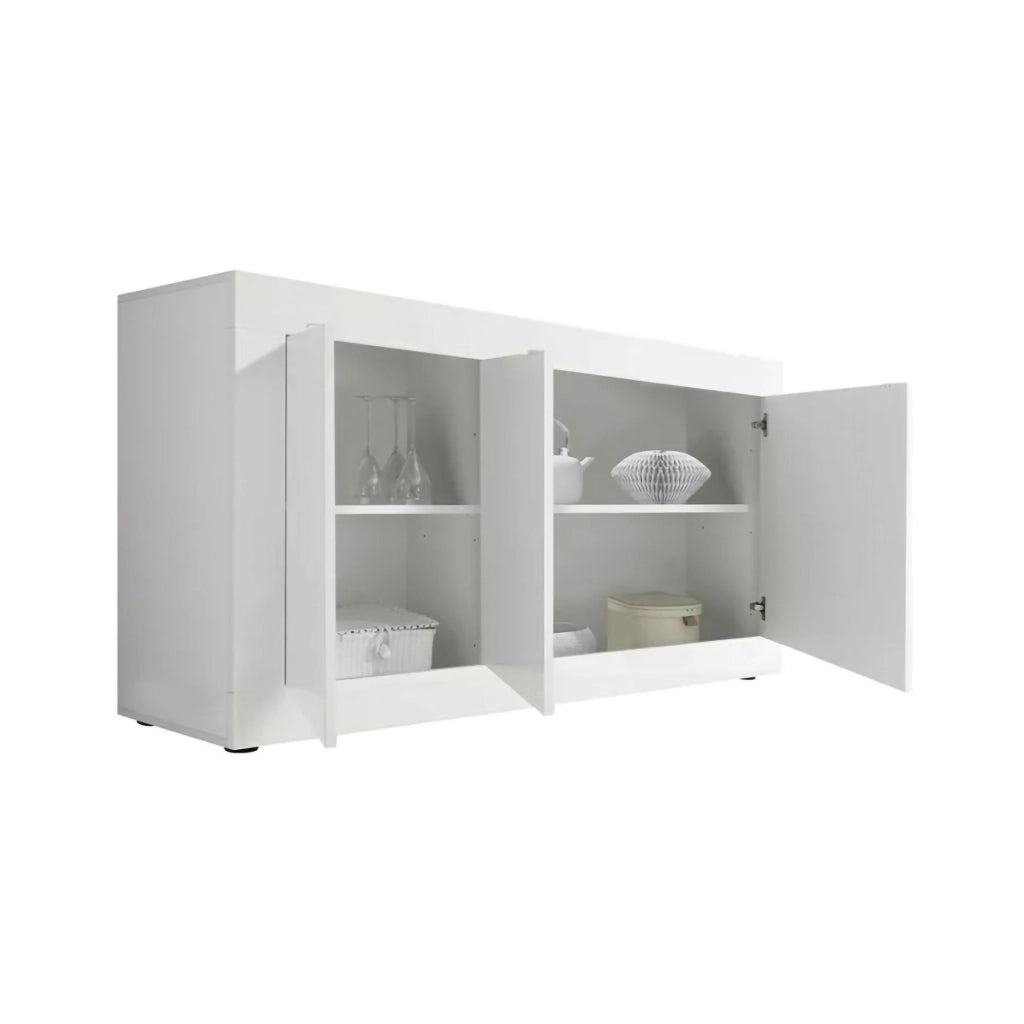 Madia Introbio, Credenza 2 Ripiani, 160x42x85.8h cm Bianco Lucido