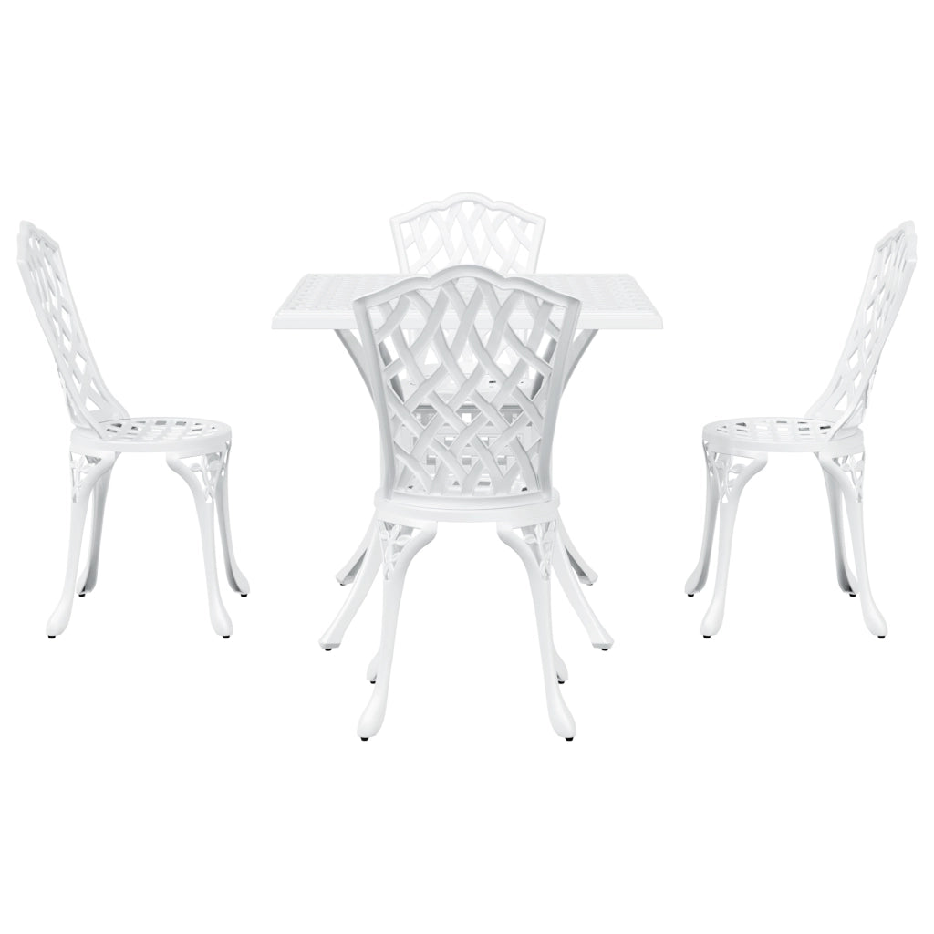 Set da Pranzo da Giardino 5 Pezzi  in Alluminio Bianco